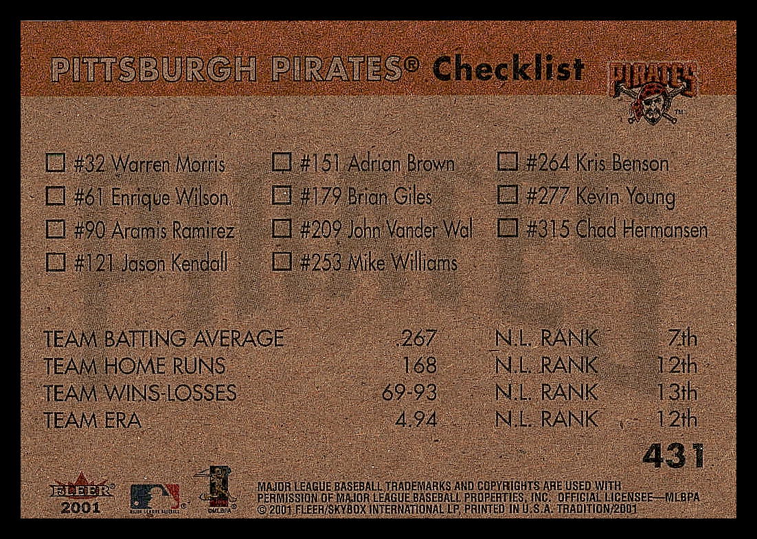 2001 Fleer Baseball - Tradition - Picture 45 of 59