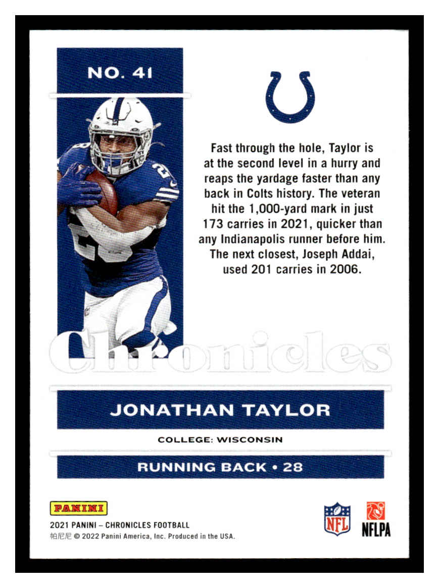 : 2021 Panini Chronicles #41 Jonathan Taylor