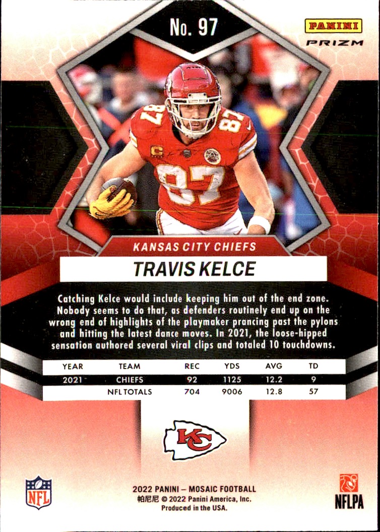 2022 Panini Mosaic #97 Travis Kelce Mosaic Camo Pink EX+