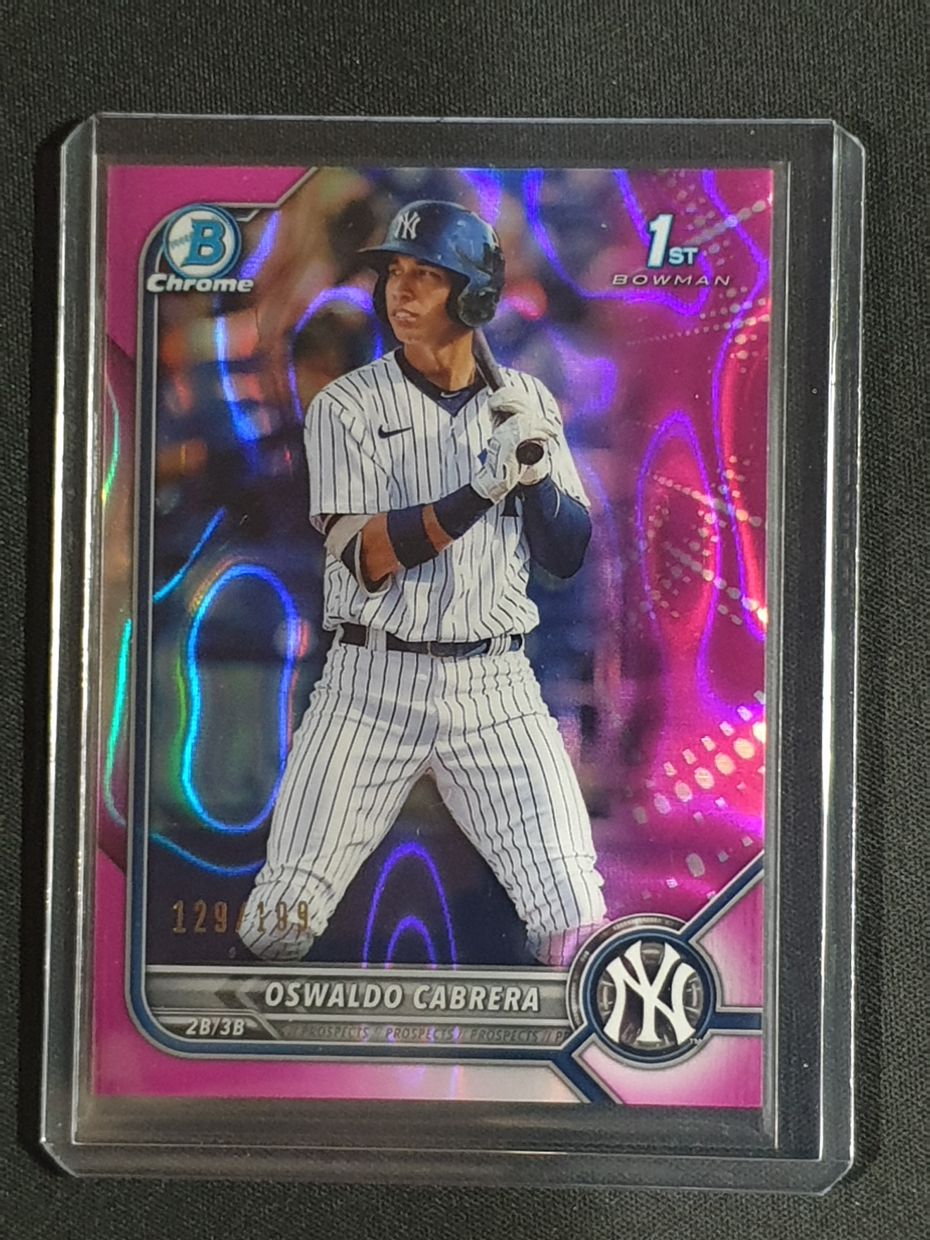 2022 BOWMAN CHROME Oswaldo Cabrera 1ST Fuchsia Lava Refractor /199 #BCP-17