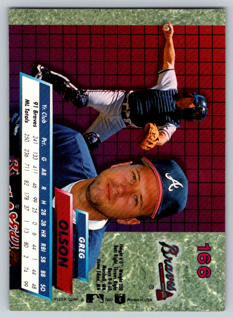 1992 Ultra Greg Olson Atlanta Braves #166