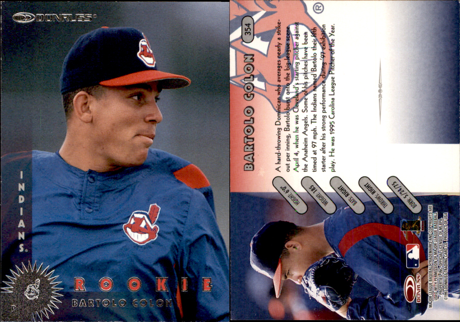1997 Donruss Baseball Card #354 Bartolo Colon Rookie