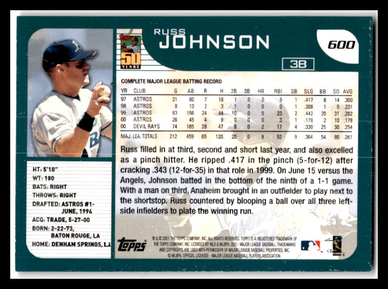 2001 Topps Baseball #401-#600 Complete Your Set