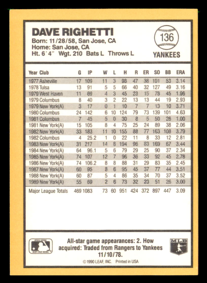 1990 Donruss Best of the AL Pick From List #101-144 - Picture 74 of 90
