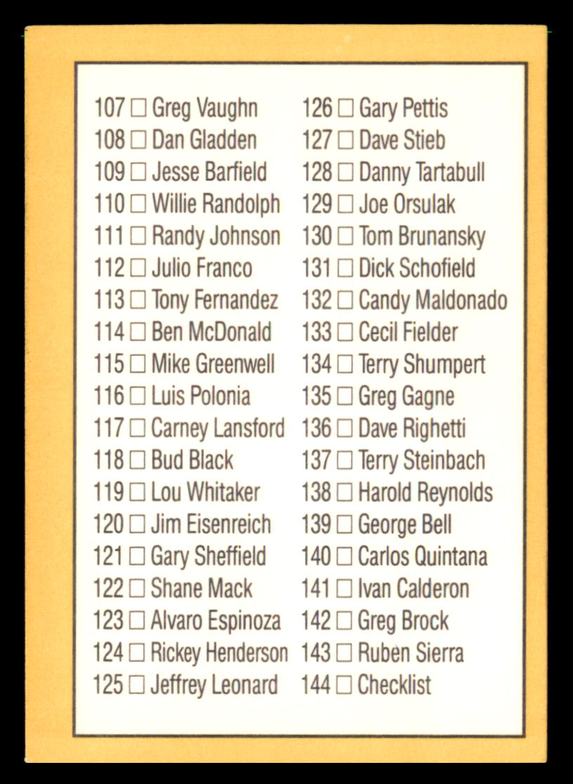 1990 Donruss Best of the AL Pick From List #101-144 - Picture 90 of 90