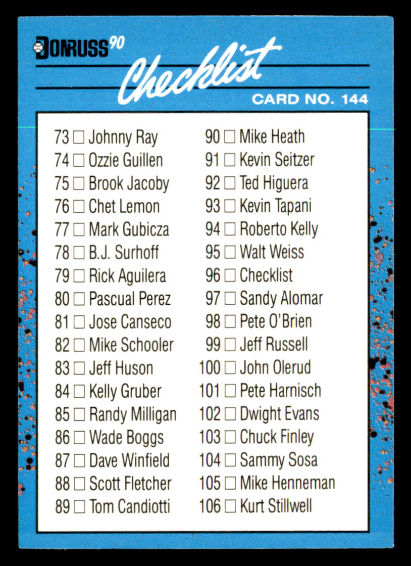 1990 Donruss Best of the AL Pick From List #101-144 - Picture 89 of 90