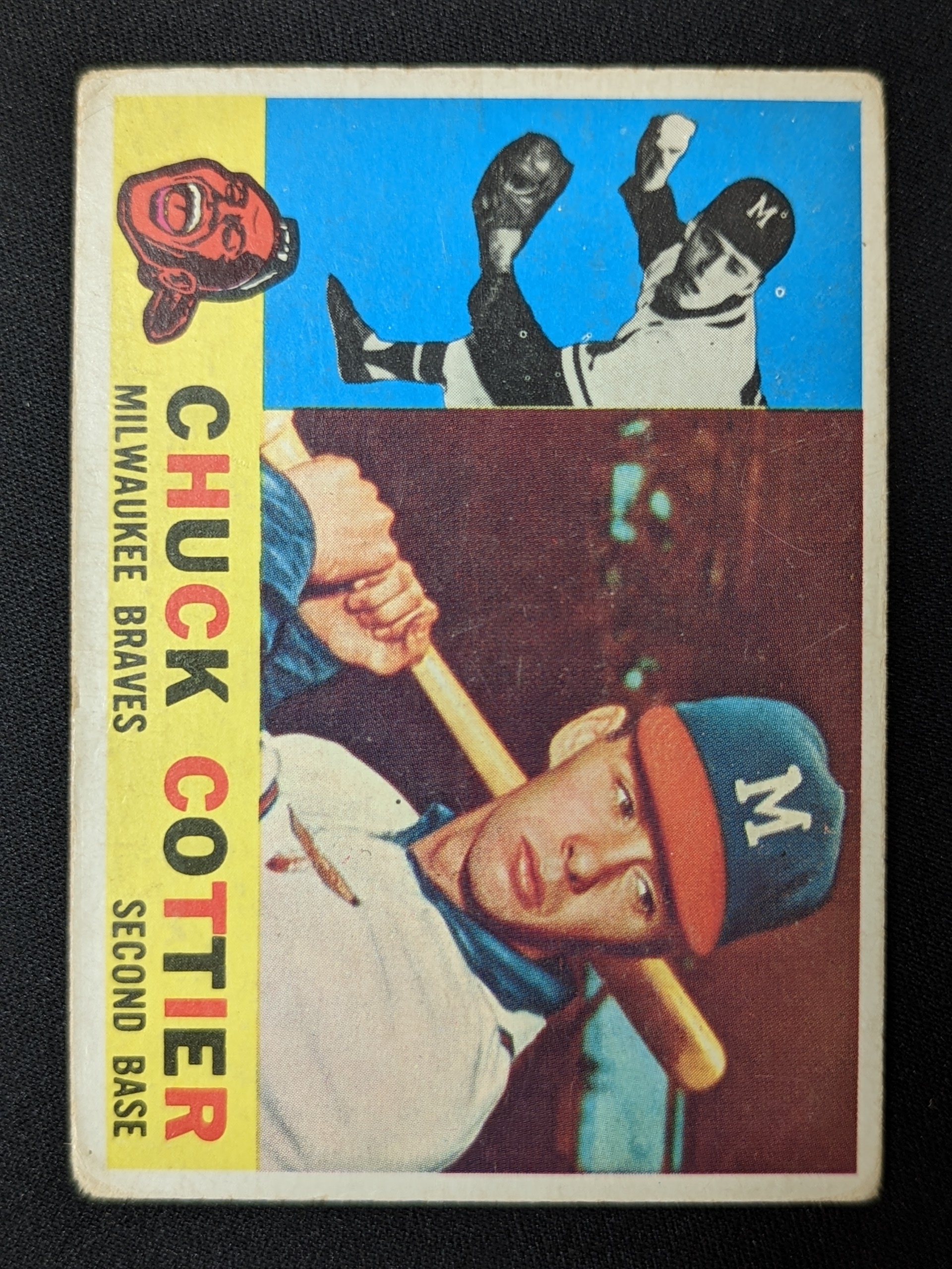 1960 Topps #417 Chuck Cottier Gray Back Variation VAR, RC Milwaukee Braves - Picture 1 of 2