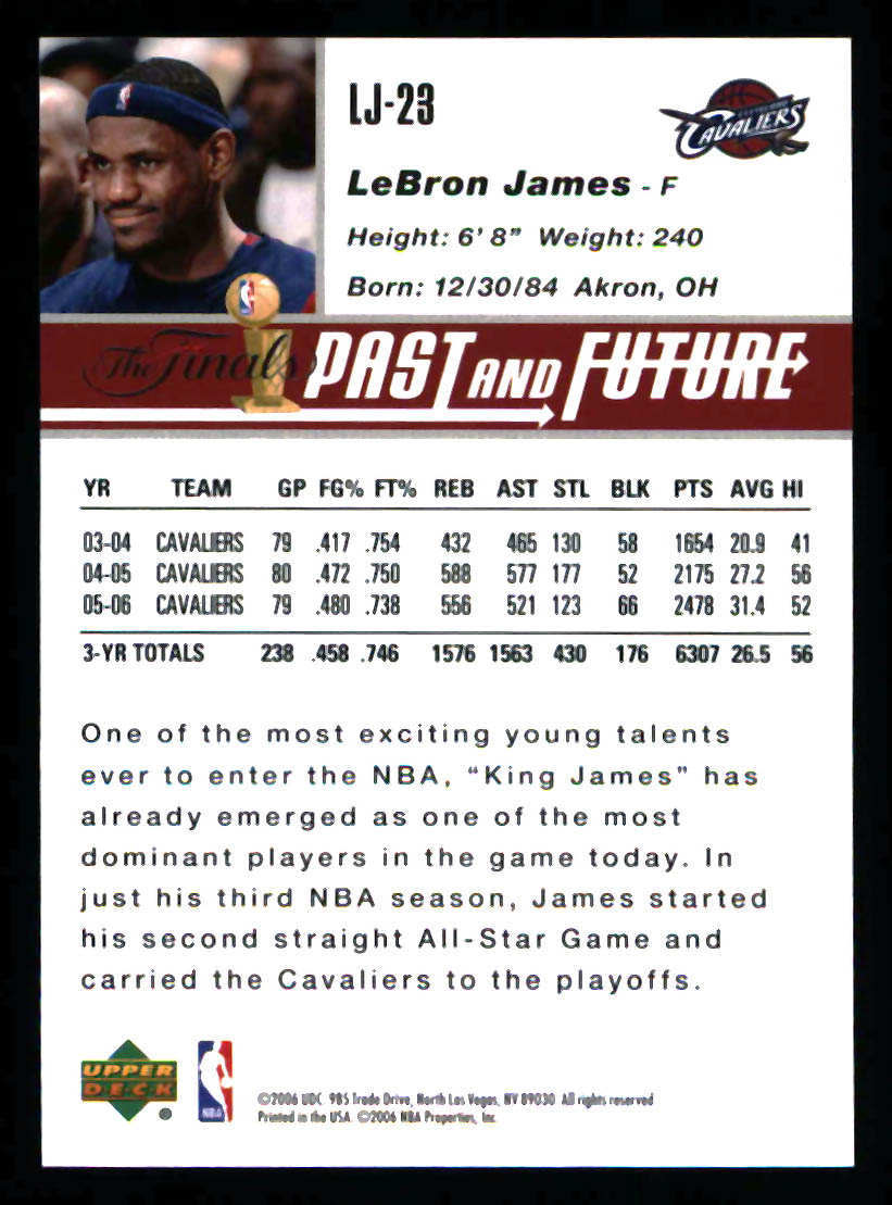 2006-07 Upper Deck #LJ-23 LeBron James The Finals Past and Future Cavaliers - Picture 2 of 2