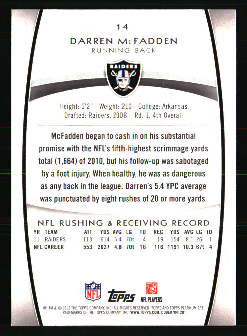 Tarjetas de fútbol americano Oakland Raiders - Elige entre 100 jugadores cantidad descuento - Parte 3 - Imagen 383 de 497